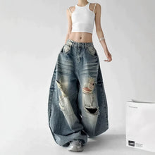 Load image into Gallery viewer, High Street Style Washed Distressed Jeans Women
