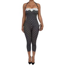 Lade das Bild in den Galerie-Viewer, Wave Point Splicing Face Lace Neck Strap Jumpsuit

