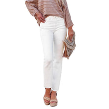 Load image into Gallery viewer, Straight Leg Ankle-Length White Raw Hem Denim Pants T Casual Wear
