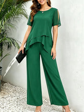 Load image into Gallery viewer, Irregular Top Wide Leg Long Pants Two-Piece Set

