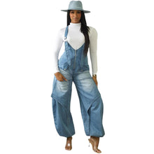 Load image into Gallery viewer, Women's Denim Overalls Street Casual Zipper Wide-Leg Jumpsuit

