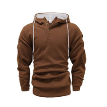 Load image into Gallery viewer, Casual Solid Color Jacquard Long Sleeve Hooded Sweatshirt Men

