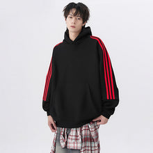 Load image into Gallery viewer, Three Stripes Hooded Sweatshirt Men  Vintage Streetwear Casual Loose Outerwear
