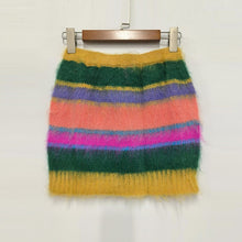 Load image into Gallery viewer, Hit Color Two Piece Sets For Women Round Neck Long Sleeve Tops High Waist Skirts A Line Skirts Knitted Skirt Female
