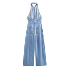 Load image into Gallery viewer, Bareback denim jumpsuit women's clothing
