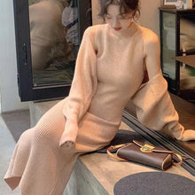 Load image into Gallery viewer, Autumn Winter Women Sweaters Sets  Fashion Short Cardigan and Sleeveless Knitted Dress 2 Pcs Suits Streetwear Sweater Two Piece
