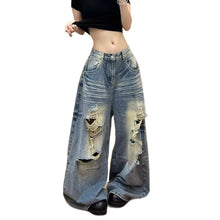 Load image into Gallery viewer, Distressed Wide Leg ripped jeans women floor-length pants
