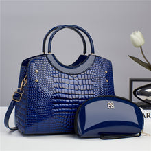 Load image into Gallery viewer, Handbag snake patterned mother and child bag shiny leather platinum bag
