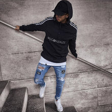 Load image into Gallery viewer, Men's Ripped jeans Badge Letters Hip-hop Skinny Jogging Denim  Fashion Pencil Long Trousers Distressed Jeans For Men Clothing
