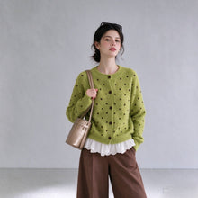 Load image into Gallery viewer, Polka Dot Relaxed Fit Knit Cardigan Sweater for Women
