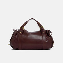 Load image into Gallery viewer, Black large capacity soft leather tote bag with pleated drawstring hand-held shoulder bag
