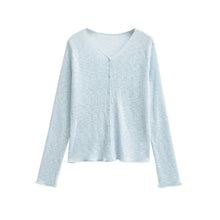 Load image into Gallery viewer, Cotton Linen Bamboo Fiber Breathable Sun Protection Knit Cardigan Women V-Neck Semi-Sheer Air Conditioning Top
