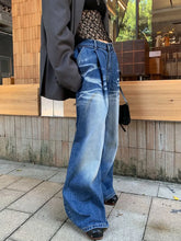 Load image into Gallery viewer, Pattern Jeans for Women Loose Pleated Wide Leg Pants for Women
