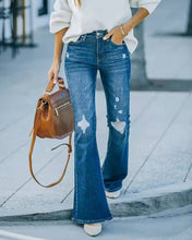 Load image into Gallery viewer, Popular Wash Micro Flare Stretch Ripped Jeans Women Trousers
