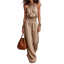 Load image into Gallery viewer, Sleeveless Backless Waist-Tie Halter Wide-Leg Jumpsuit for Women
