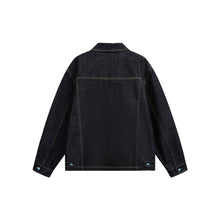Load image into Gallery viewer, Turquoise Color-block Buttoned Loose Denim Jacket for Men
