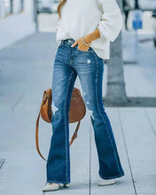Load image into Gallery viewer, Popular Wash Micro Flare Stretch Ripped Jeans Women Trousers
