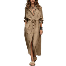 Load image into Gallery viewer, Spring and Autumn Casual Drawstring Waist Shirt Dress Loose Style for Women
