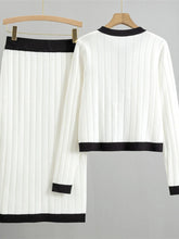 Load image into Gallery viewer, French Knitted Cardigan Jacket Black Half Skirt Sets
