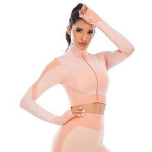 Load image into Gallery viewer, Two Piece Seamless Yoga Clothing Suit Women's Yoga Clothing Knitted Hip Lifting Stretch Running Sports Fitness Clothing
