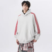 Load image into Gallery viewer, Three Stripes Hooded Sweatshirt Men  Vintage Streetwear Casual Loose Outerwear

