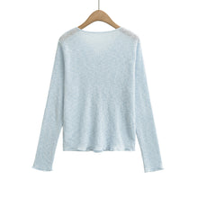 Load image into Gallery viewer, Cotton Linen Bamboo Fiber Breathable Sun Protection Knit Cardigan Women V-Neck Semi-Sheer Air Conditioning Top

