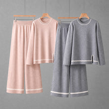 Load image into Gallery viewer, Long sleeved slit wide leg pants two-piece set for women
