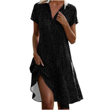 画像をギャラリービューアに読み込む, Polka Dot Print Short Sleeve V-Neck Loose Fit Casual Summer Dress
