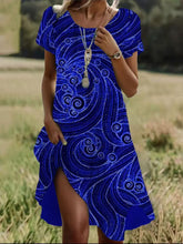 Load image into Gallery viewer, Summer Bohemian Style Large Round Neck Mid-Length Dress
