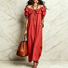 Load image into Gallery viewer, Casual Elegant Round Neck Ruffle Beach Vacation Dress for Women
