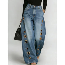 Load image into Gallery viewer, , casual loose high-waisted wide-leg jeans
