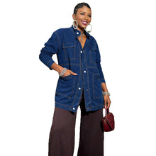 Load image into Gallery viewer, Oversize Mid-Length Cargo Denim Jacket
