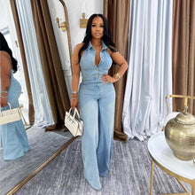 Lade das Bild in den Galerie-Viewer, Strapless Sexy Backless Long Denim Jumpsuit for Women
