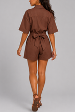 Load image into Gallery viewer, Women's Fashion Cross Back Tie Collar Loose One-Piece Suit
