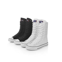 Load image into Gallery viewer, Canvas Shoes with Front Lace-Up and Side Zipper, Women's Sneakers

