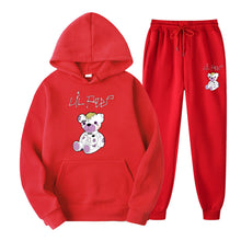 Load image into Gallery viewer, Men's Bear Print Fleece Hooded Sweatshirt Set

