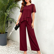 Load image into Gallery viewer, Irregular Top Wide Leg Long Pants Two-Piece Set
