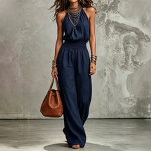 Load image into Gallery viewer, Sleeveless Backless Waist-Tie Halter Wide-Leg Jumpsuit for Women
