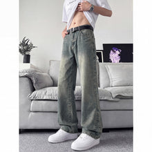 Load image into Gallery viewer, Slant Cut Flared Jeans Men Street Style Clean Fit Straight Leg Slim Flared Pants Vibe Trendy
