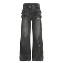Load image into Gallery viewer, High street worn out multi pocket jeans for women
