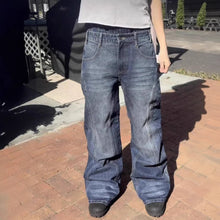 Load image into Gallery viewer, Washed vintage denim pants for men, retro autumn/winter streetwear design, loose straight-leg casual long pants, trendy

