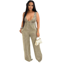 画像をギャラリービューアに読み込む, Women's Denim Jumpsuit - Solid Color Backless Sleeveless Loose Overall Dress
