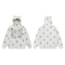 Load image into Gallery viewer, Star print hooded cardigan sweatshirt zipper jacket for women
