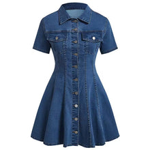Lade das Bild in den Galerie-Viewer, Western-Style Denim Short-Sleeve Open-Dress
