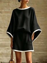 Load image into Gallery viewer, Cotton Linen Casual Batwing Sleeve Top and Skirt Two-Piece Set for Women
