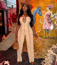 Load image into Gallery viewer, Fashion Women's Strapless Jumpsuit Sexy Side Tie Distressed Denim One-Piece Pants
