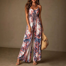 Load image into Gallery viewer, Printed Camisole Backless Loose Wide Leg Jumpsuit
