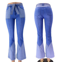 Load image into Gallery viewer, Patchwork Flare Jeans for Women Stretch Vintage Casual Fashion Slim High Waist Streetwear Women Jeans

