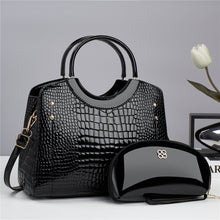Load image into Gallery viewer, Handbag snake patterned mother and child bag shiny leather platinum bag
