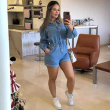 Charger l'image dans la galerie, Solid Color Long Sleeve Single Button Closure Loose Fit Women's Jumpsuit
